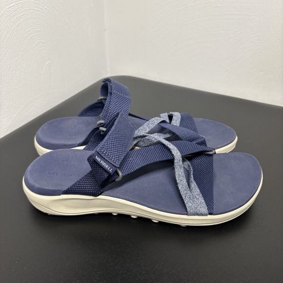 Merrell Womens District 4 Mendi Navy Blue Open Toe Sandals Shoes‎ Size 10 Beach - Picture 2 of 8
